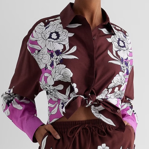 Express Patterned Portofino Top - Picture 1 of 4